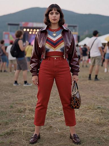 Retro Athletic Woman at Mountain Festival