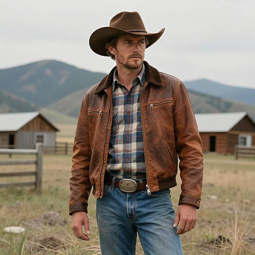 Classic Cowboy in Rustic Landscape