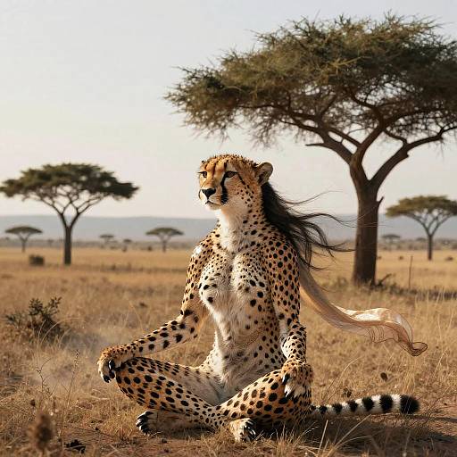 Anthropomorphic Cheetah Shaman Meditating