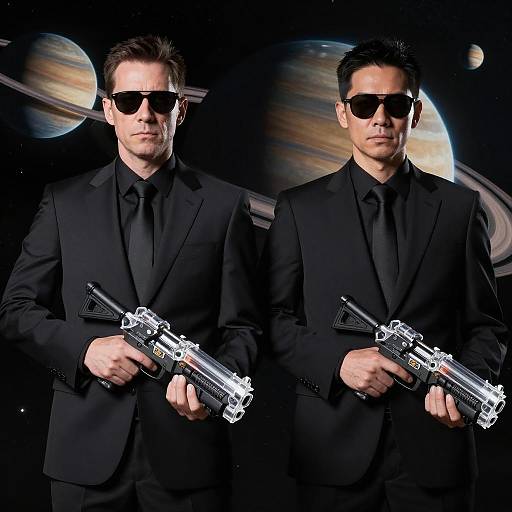 Futuristic Duo in Dark Space