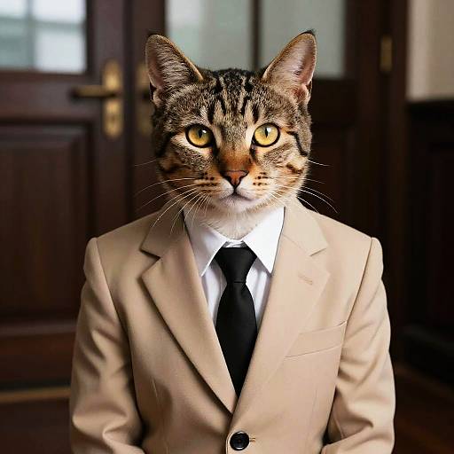 Dramatic Tabby Cat in Suit
