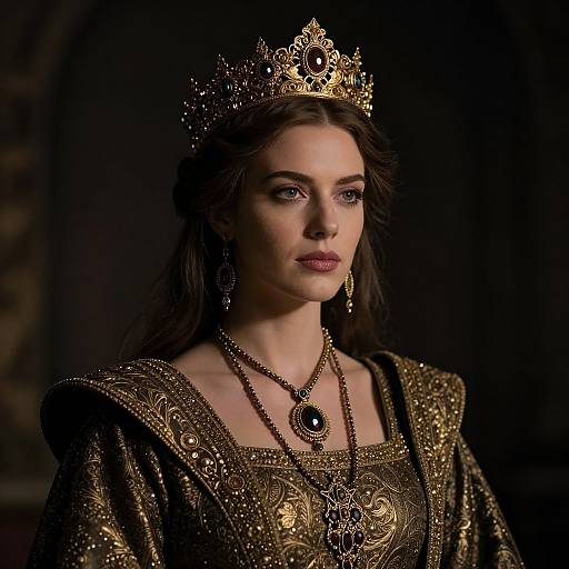 Regal Medieval Woman with Crown