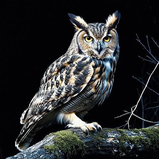 Majestic Owl on Mossy Branch