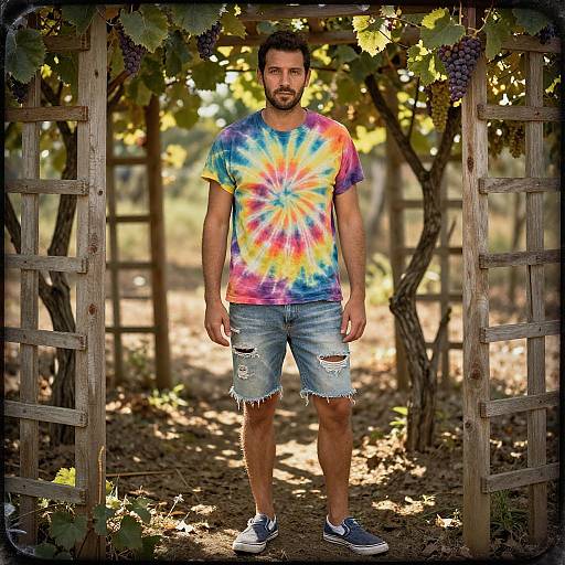 Man in Tie-Dye with Rustic Vibes