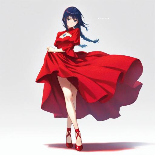 Mysterious Goddess in Flowing Red Dress Mysterious Goddess in Flowing Red Dress