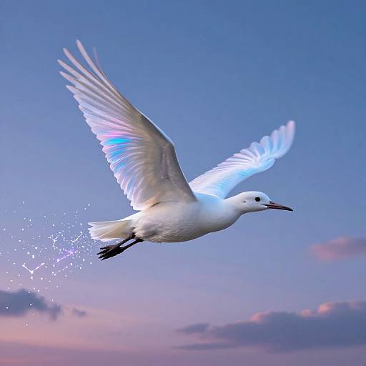 Iridescent Bird Soaring at Twilight