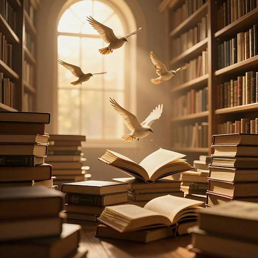 Surreal Golden Hour Library Dreamscape