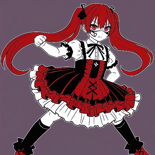 Illustration of Hanazono yurine, jashin-chan dropkick in the style of Kisaragi zwei