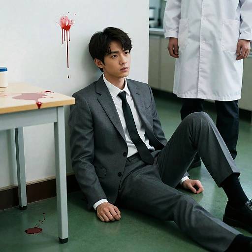 Serious Scene: Suspenseful Kitchen Encounter