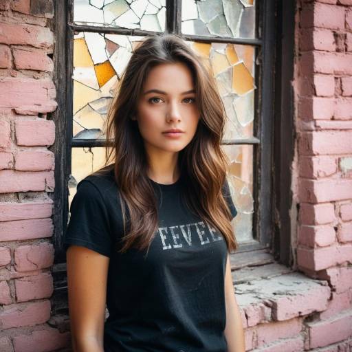 Young Woman by Broken Stained Glass Window