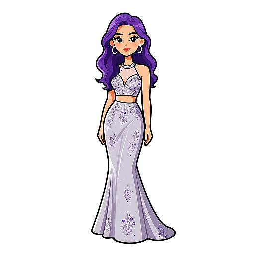 Elegant Woman in Embellished Evening Dress