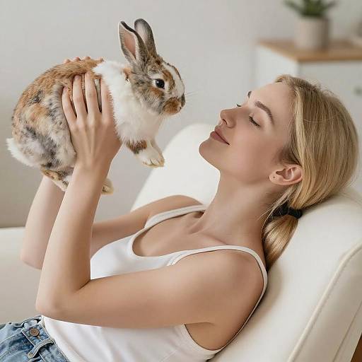 Serene Moments with a Rabbit