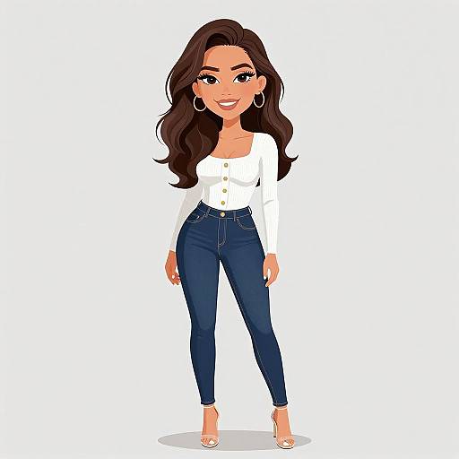 Chic Smiling Woman in Casual Outfit