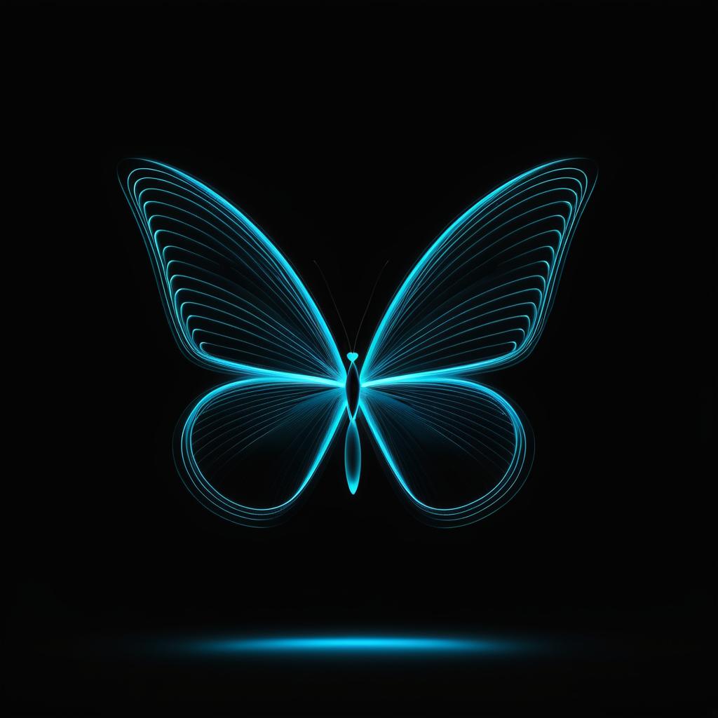 Elegant Cyan Butterfly Light Art Design