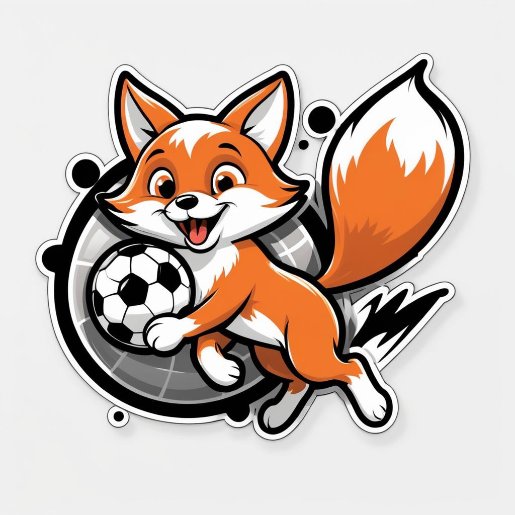 Playful Fox Cartoon Sticker Design