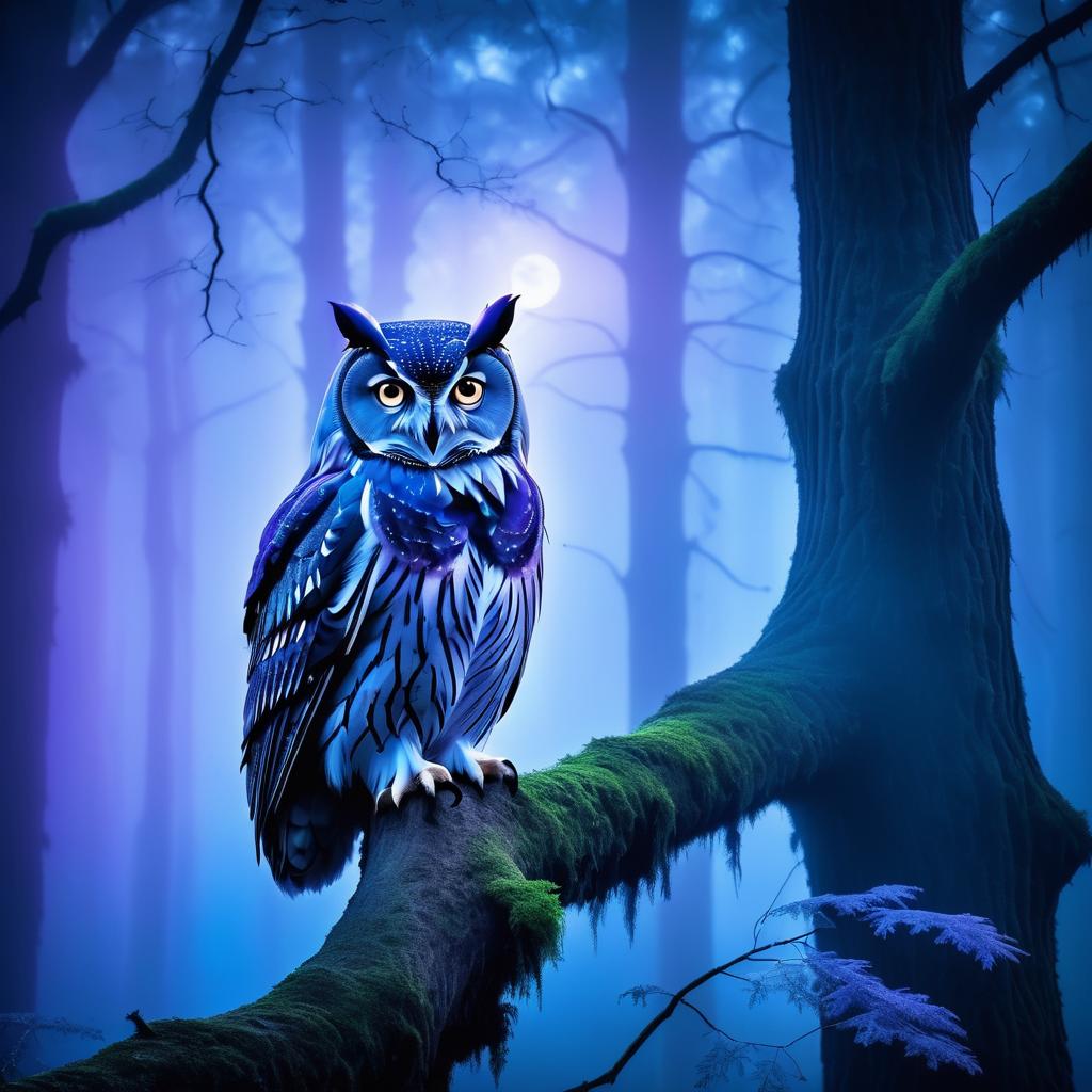 Ethereal Owl in a Misty Twilight Forest