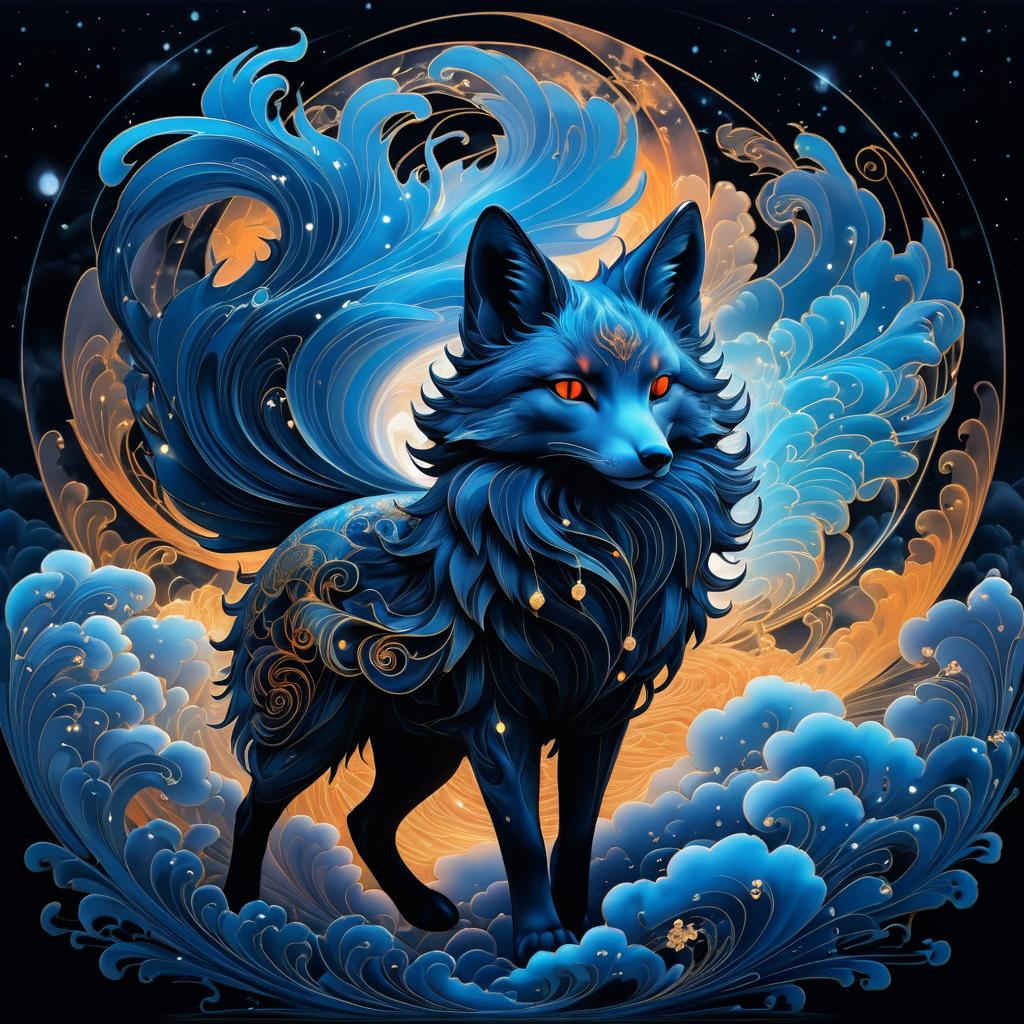 Mystical Fox in a Surreal Cloudscape