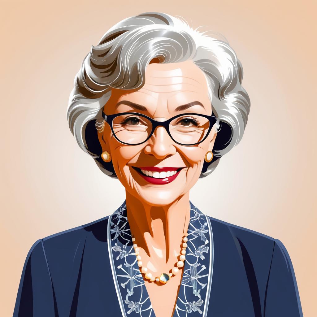 Elegant Grandmother in Artistic Caricature Style