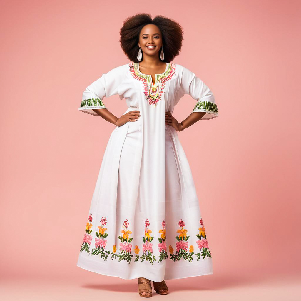 Joyful Ethiopian Woman in Traditional Dress