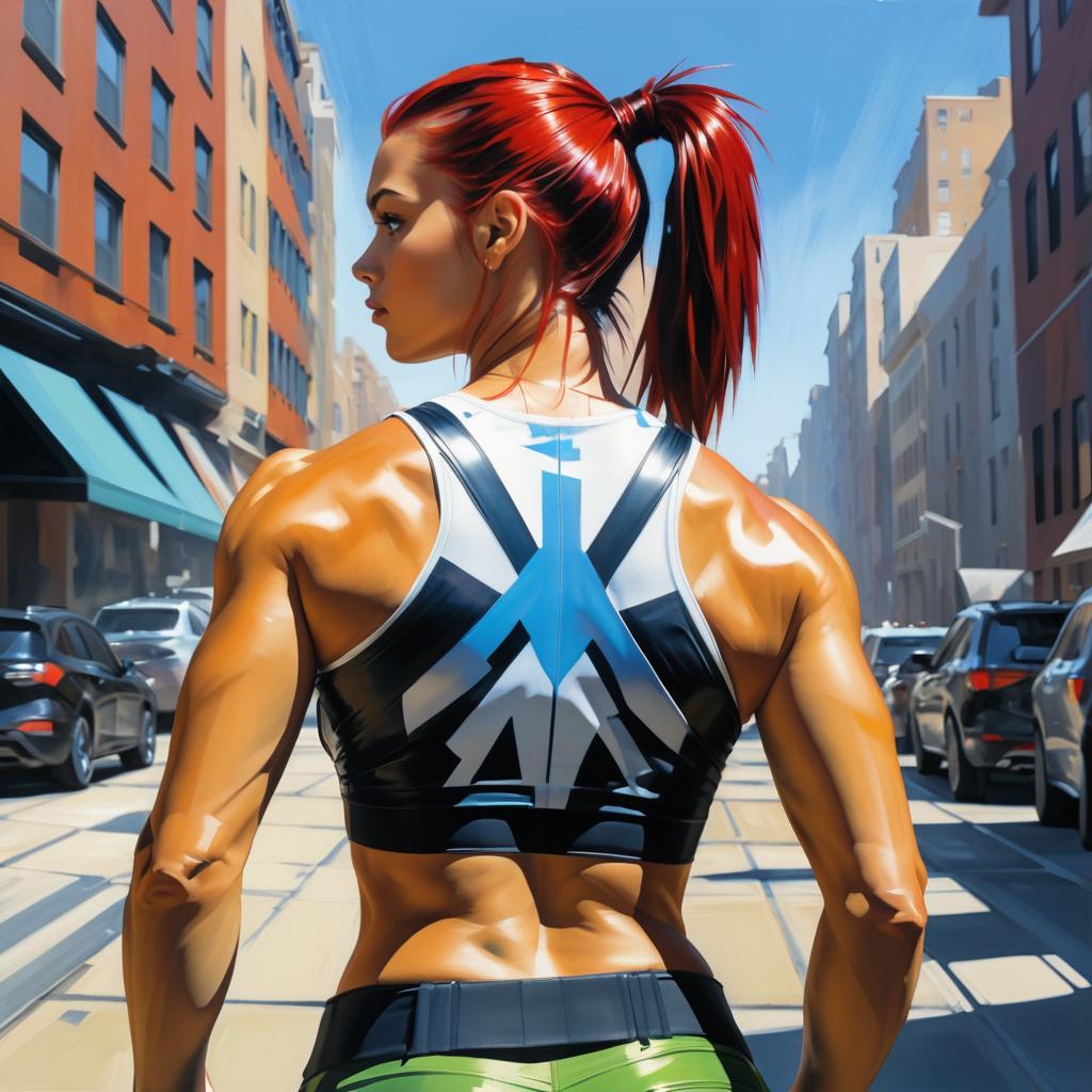 Athletic Cyberpunk Warrior in Street Art Style