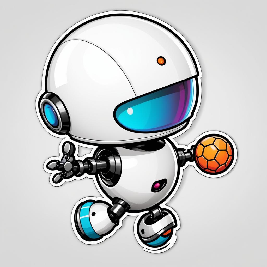 Playful Robot Cartoon Sticker Design