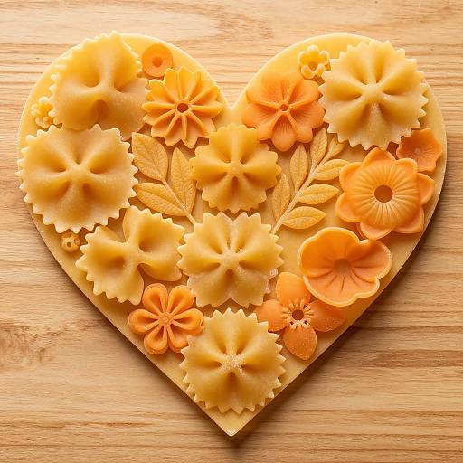 Intricate Heart-Shaped Pasta Art