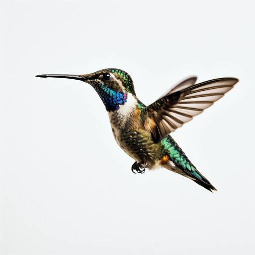 Side View of Vibrant Hummingbird in Flight Side View of Vibrant Hummingbird in Flight