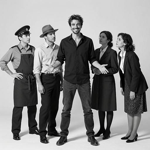 Dramatic Black-and-White Group Portrait