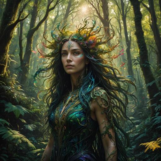 Mystical Creature in a Colorful Forest Mystical Creature in a Colorful Forest