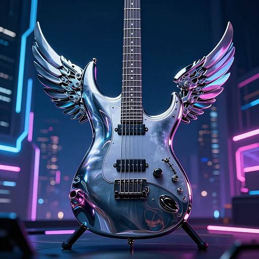 Futuristic Electric Guitar with Wings