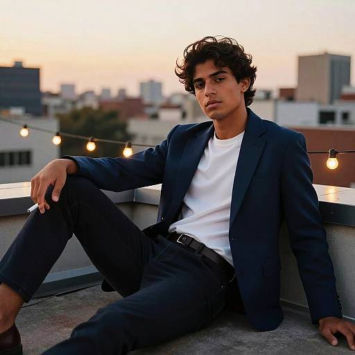 Stylish Latino Man on Urban Rooftop