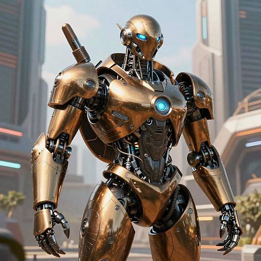 Futuristic Burnished Bronze Robot