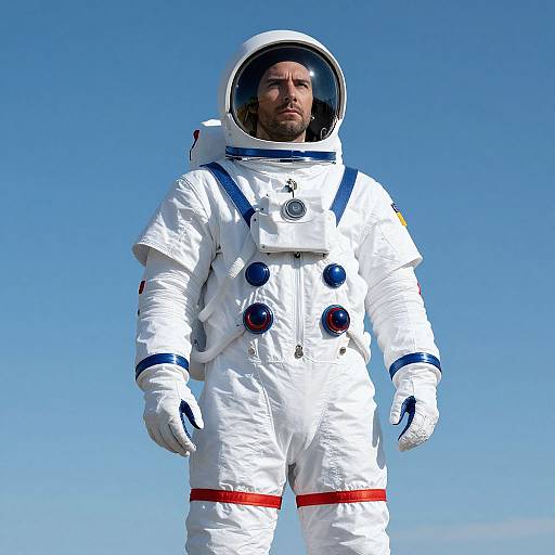 Man in Space Suit Against Blue Sky