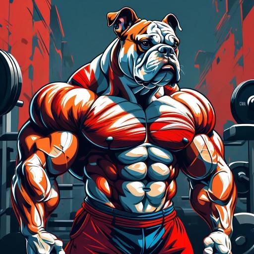 Muscular Bulldog Bodybuilder in Urban Gym