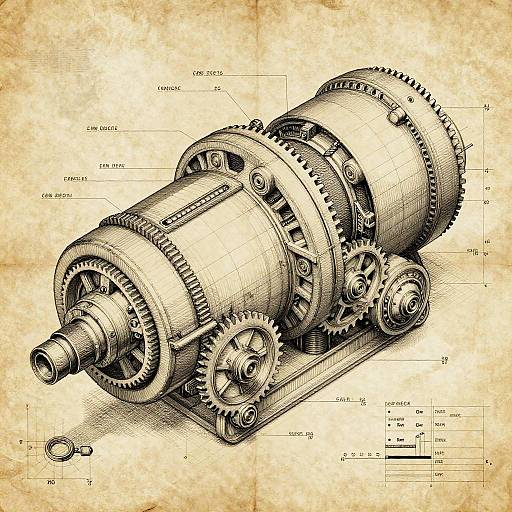 Futuristic Mechanical Device Blueprint