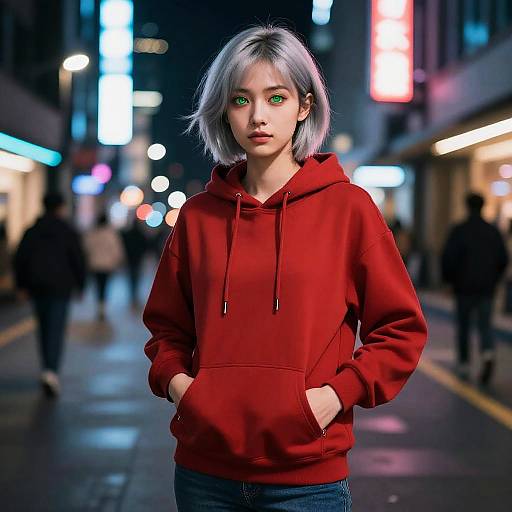 Cyberpunk Girl with Sharp Green Eyes