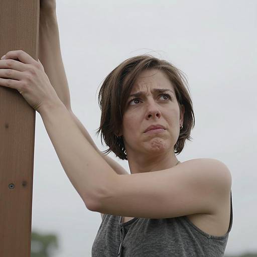 Portrait of a Woman Gripping Wood