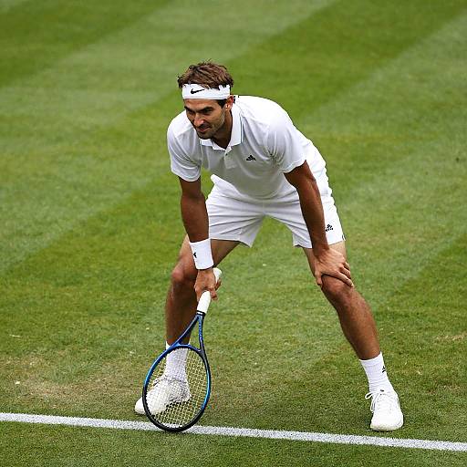 Focused Male Tennis Player in Action