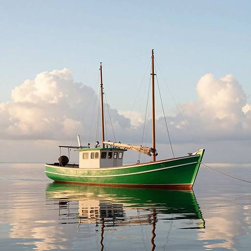 Serene Fishing Boat on Calm Waters