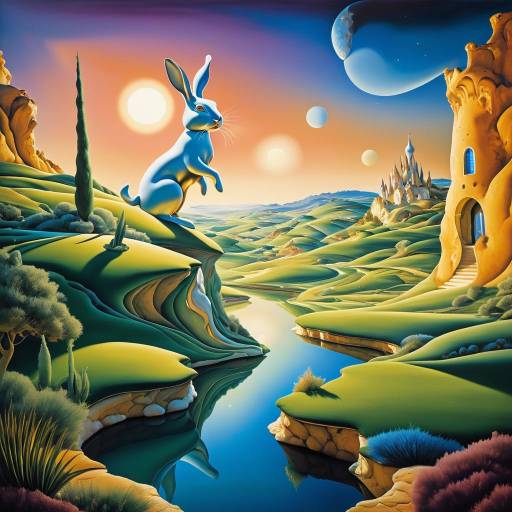 Surreal Rabbit in Dreamlike Landscape
