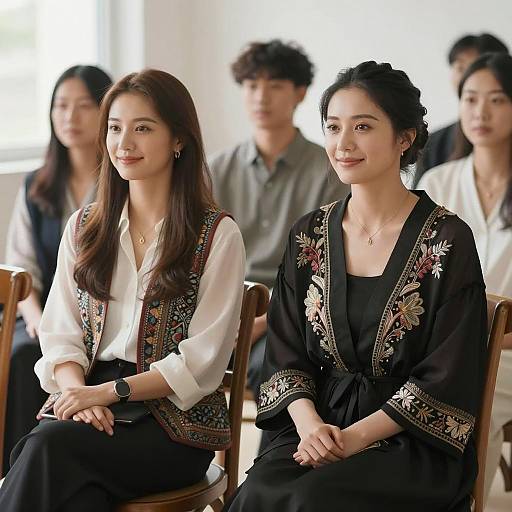 Two Smiling Women in a Cozy Setting