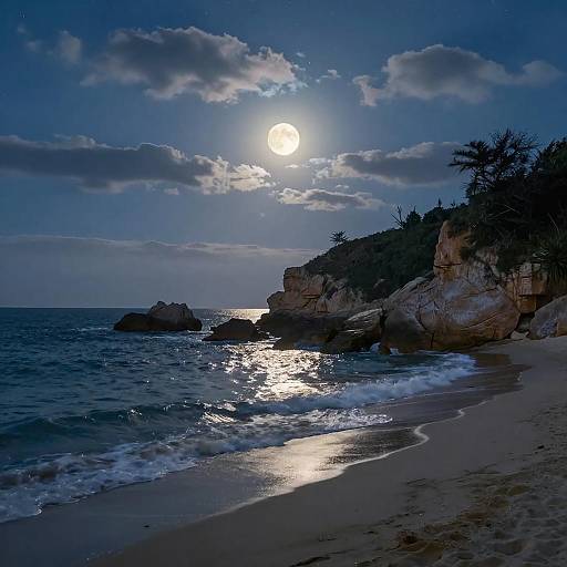 Serene Night on the Coastal Shore