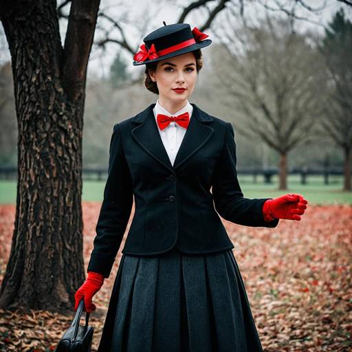 Woman in Mary Poppins Inspired Costume Outdoors