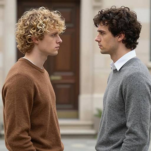 Intense Confrontation Outdoors: Two Men