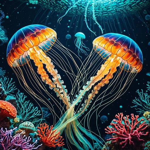 Surreal Jellyfish in Gaudi-Inspired Art Surreal Jellyfish in Gaudi-Inspired Art