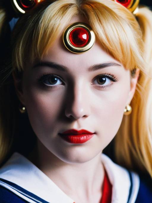 Woman in Sailor Moon Costume Close-Up
