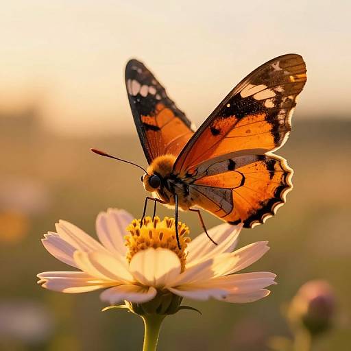 Vibrant Moth on Glowing Flower