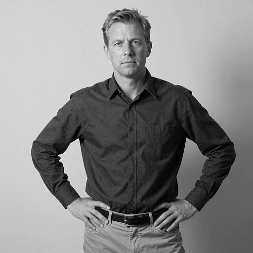 Serious Man in Black and White