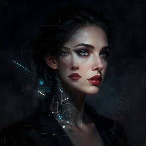 Elegant Cyberpunk Portraits with Neon Accents