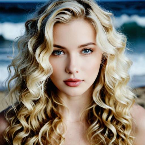 Blonde Hollywood Waves with Blue Eyes